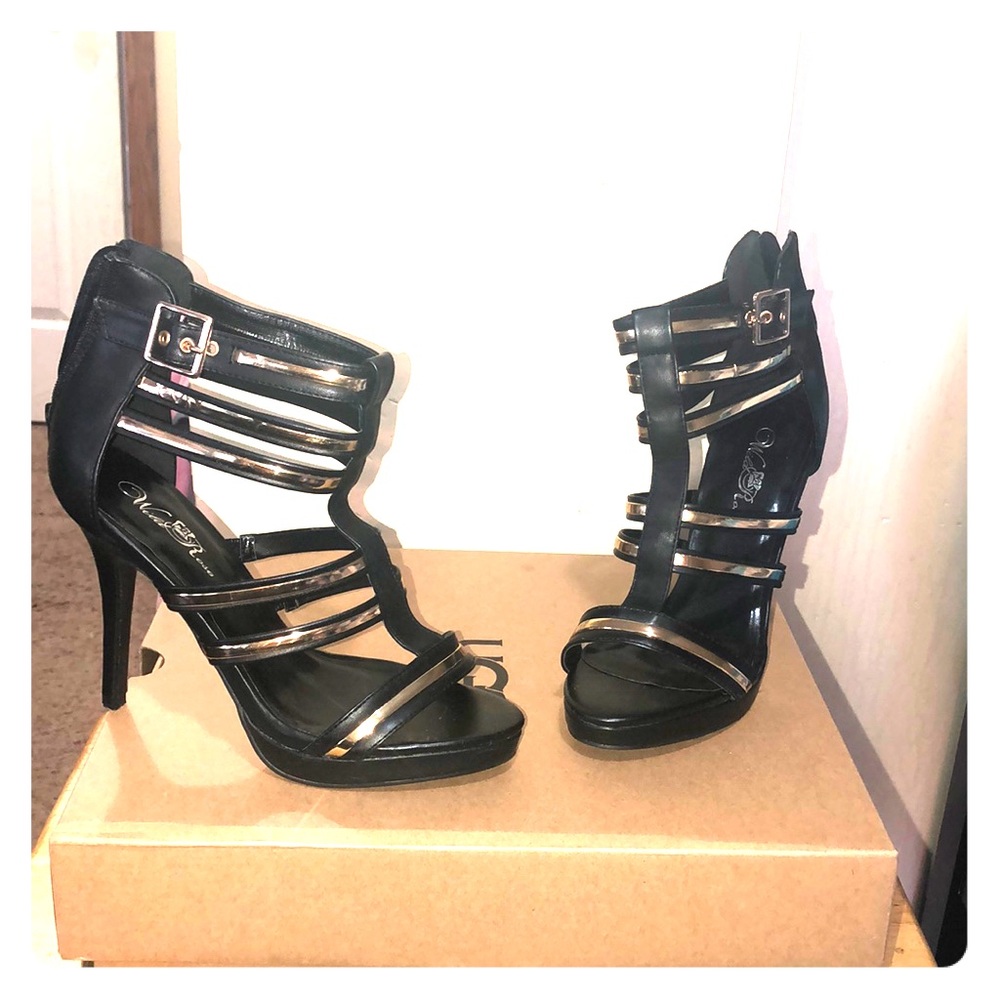 Gold & Black Heels